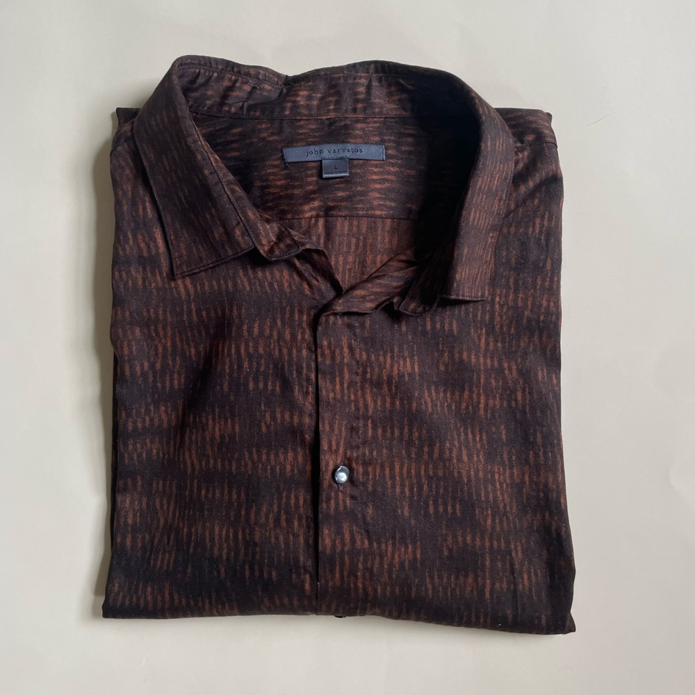 John Varvatos: L, Brown Long Sleeve Button Down